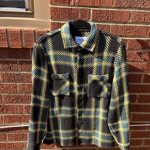 Wax London Navy and Yellow Plaid overshirt